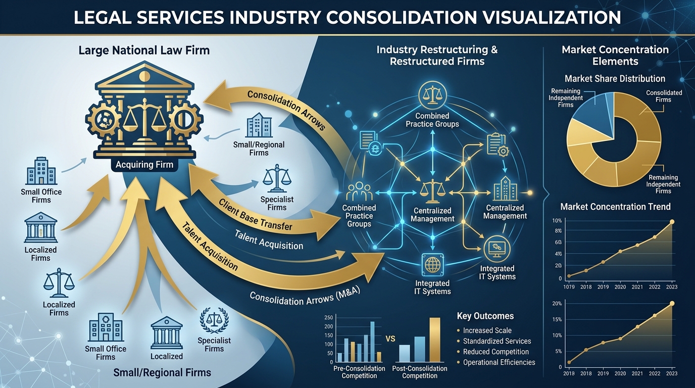 Legal services industry consolidation and market concentration